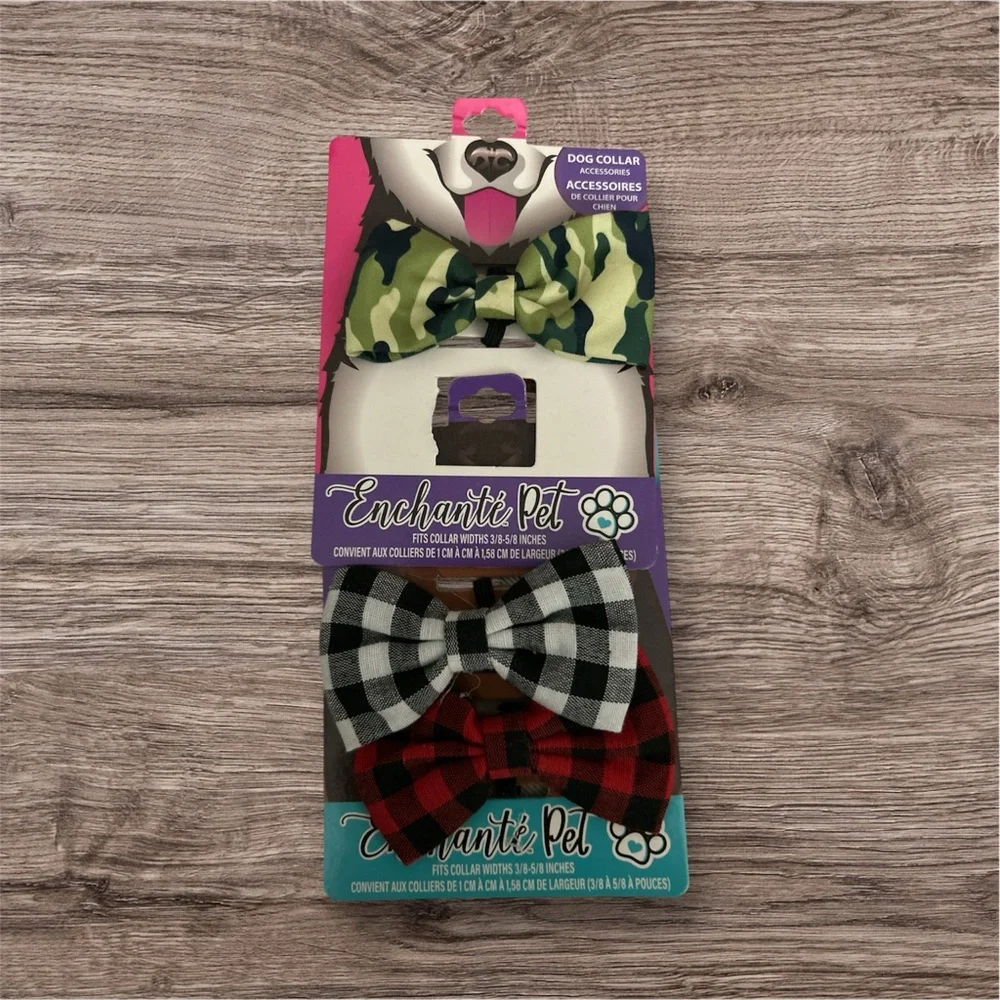 Set of 3-3’ inch Pet Bow Ties - Red, Black Checks &‎ Green Camo NWT